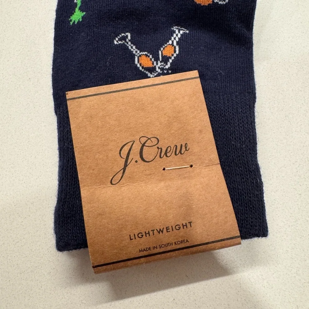 J Crew Socks Mens Trouser Sock One Size Blue Cocktail Drink‎ All Over Print